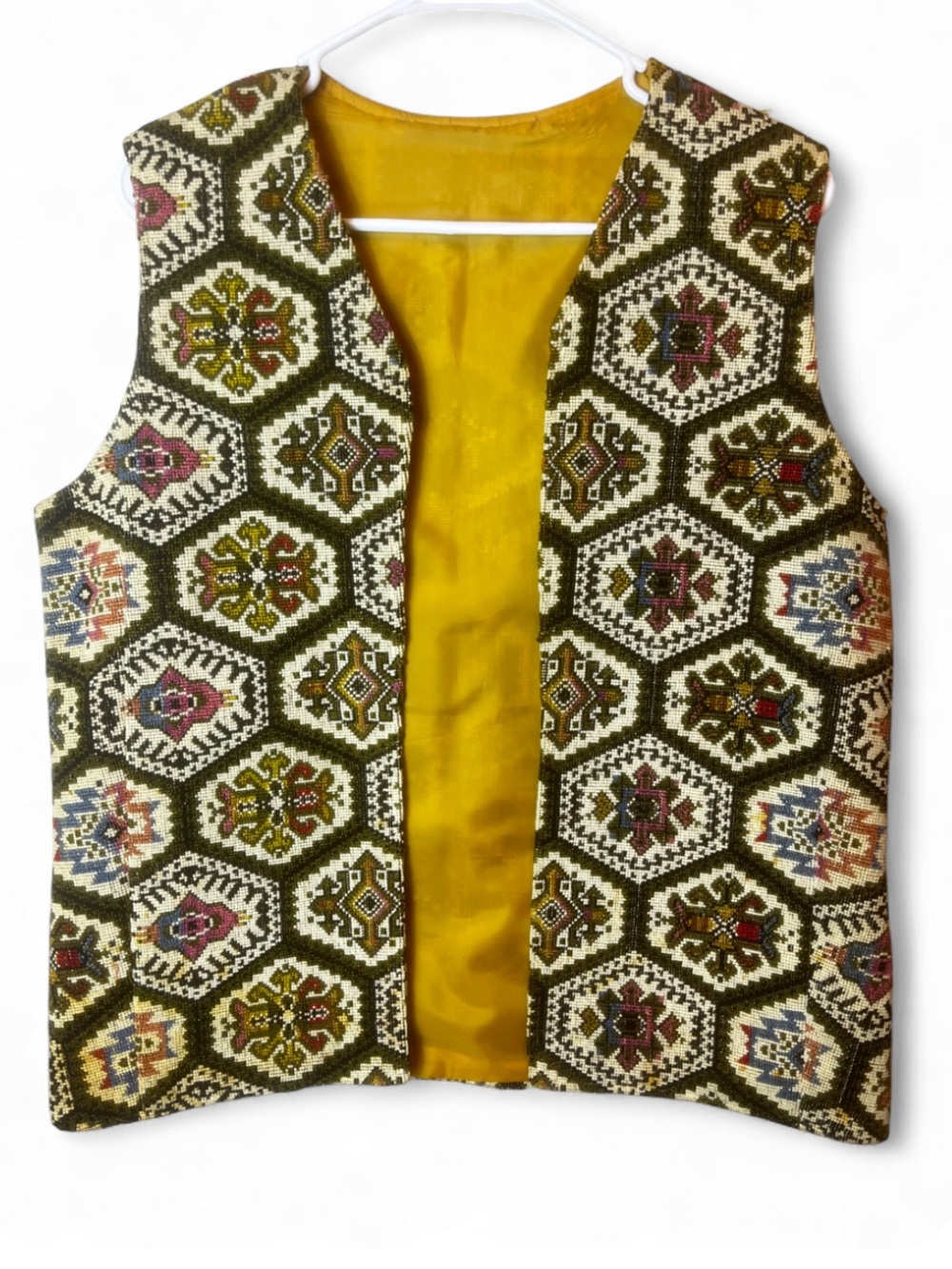 Vintage European Cross Stitched Vest: Handmade 1960s Folk Art